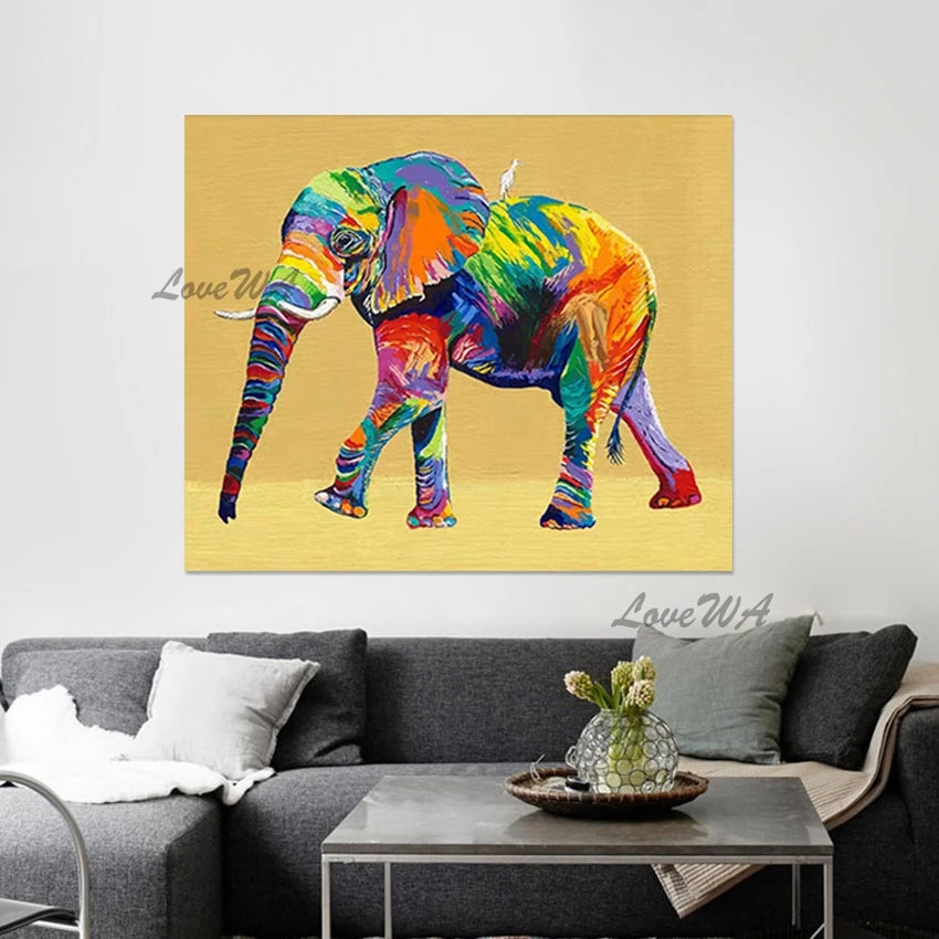 3D Elephant Textured Abstract Paintings, Canvas Artwork, Idea Design Art Picture, No Framed, Wall Decoration For Living Room